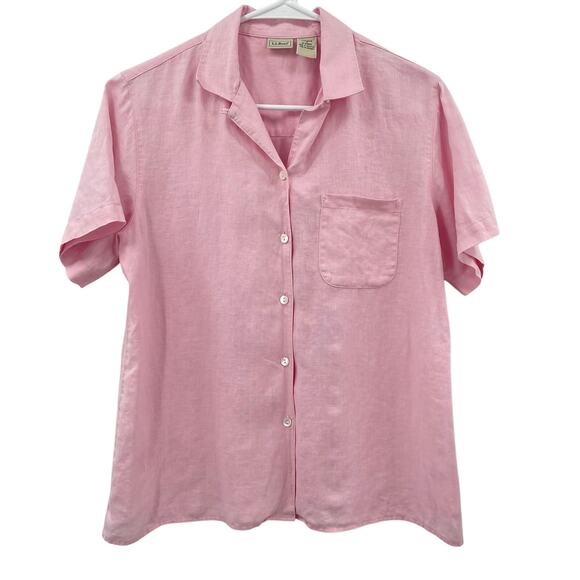 L.L. Bean Tops - L. L. Bean Women's 100% Linen Button Down Top, Sz. S Coastal Beachy Light *READ*
